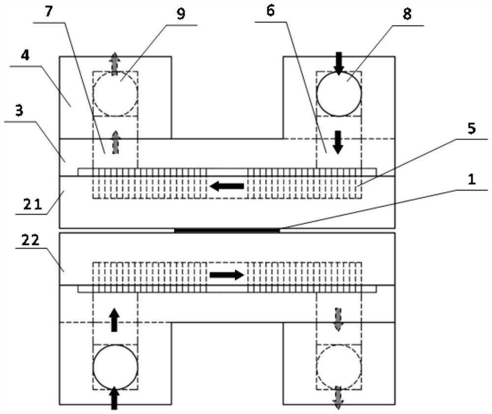 A serpentine microchannel heat sink for laser strip crystals