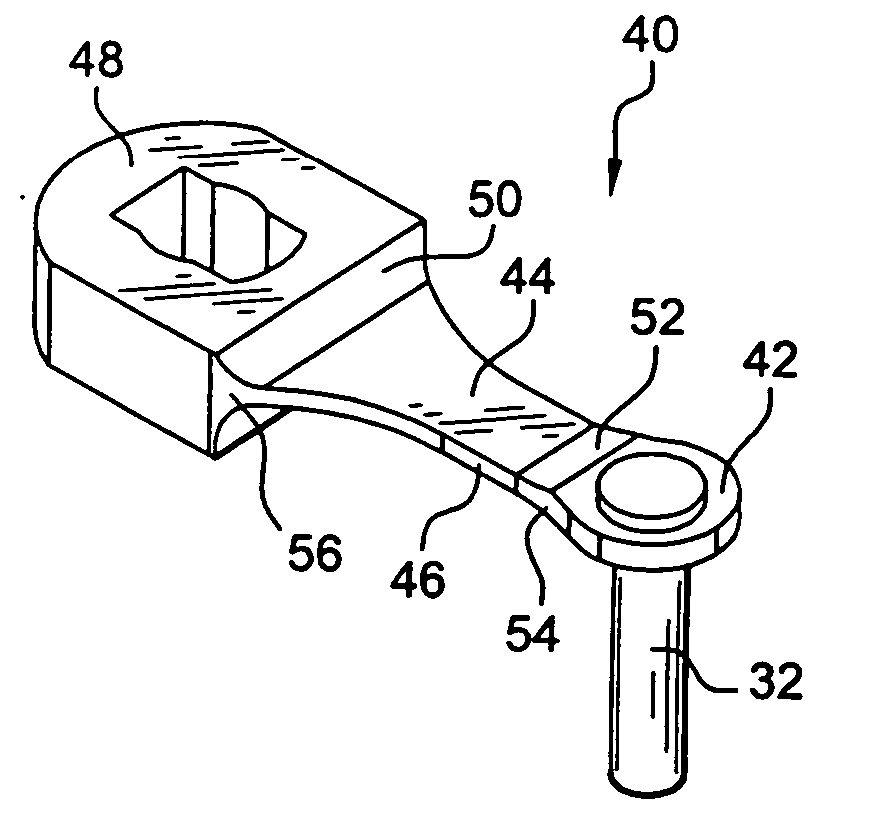 Control lever for the angular setting of a stator blade in a turboshaft engine