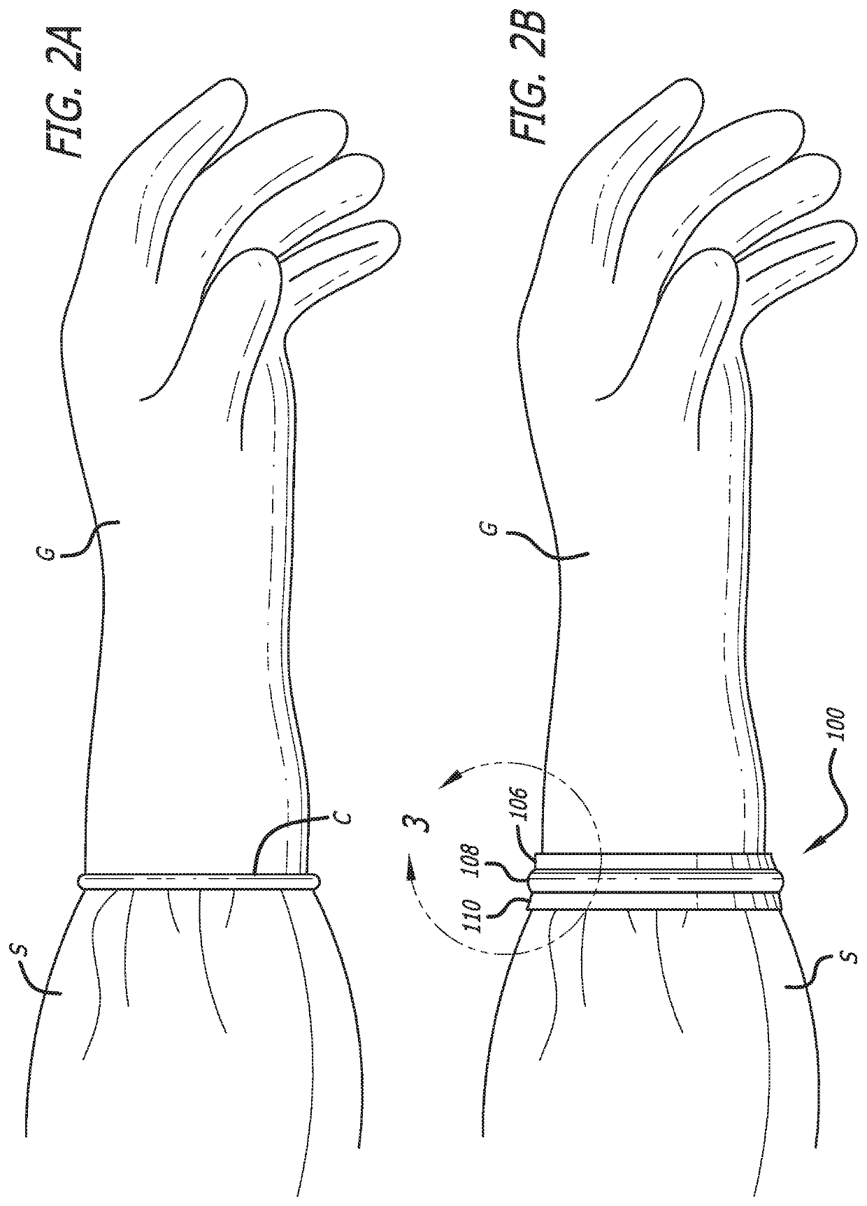 Medical glove Anti-slip and fluid guard band