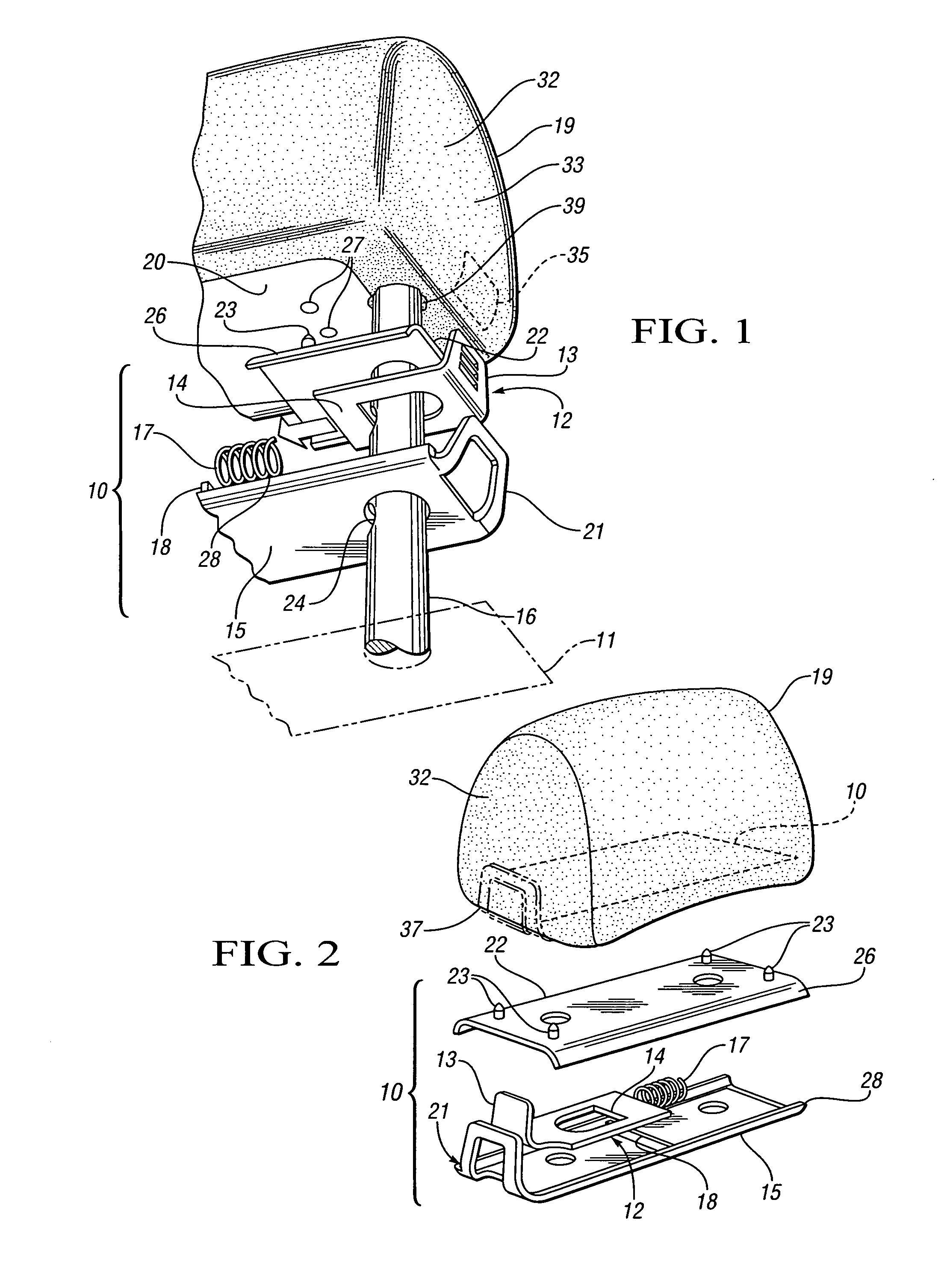 Head restraint adjustment and trim closeout apparatus and method
