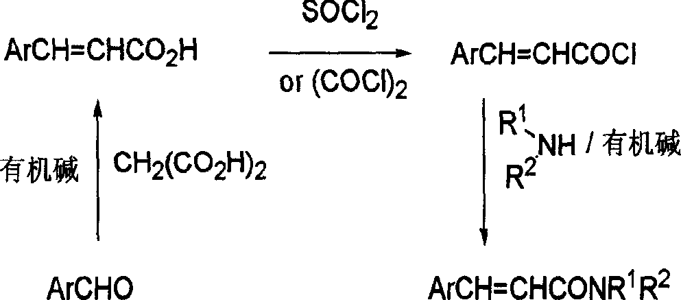 Cinnamide compound synthesizing process