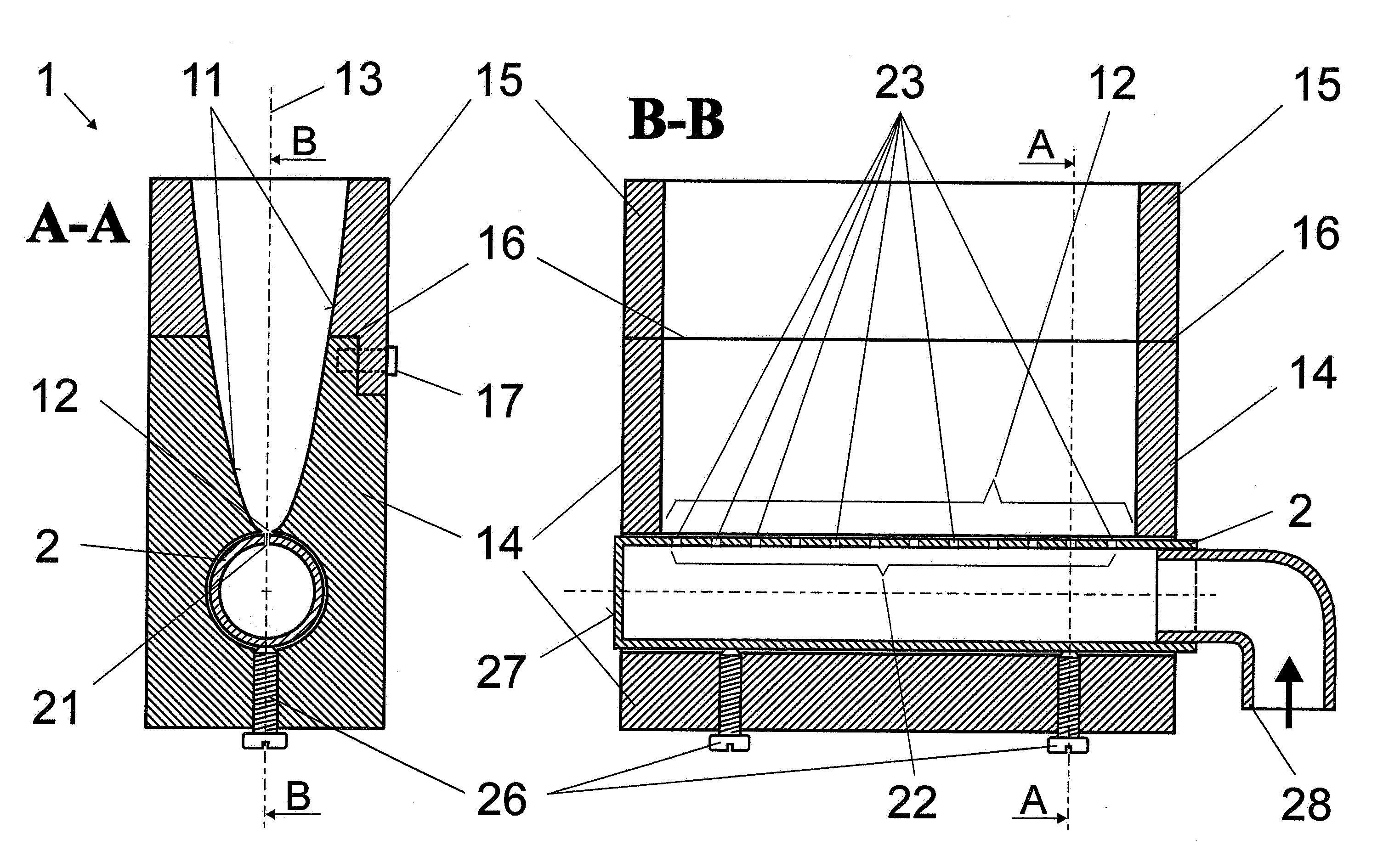 Device for the generation of a gas curtain for plasma-based EUV radiation sources