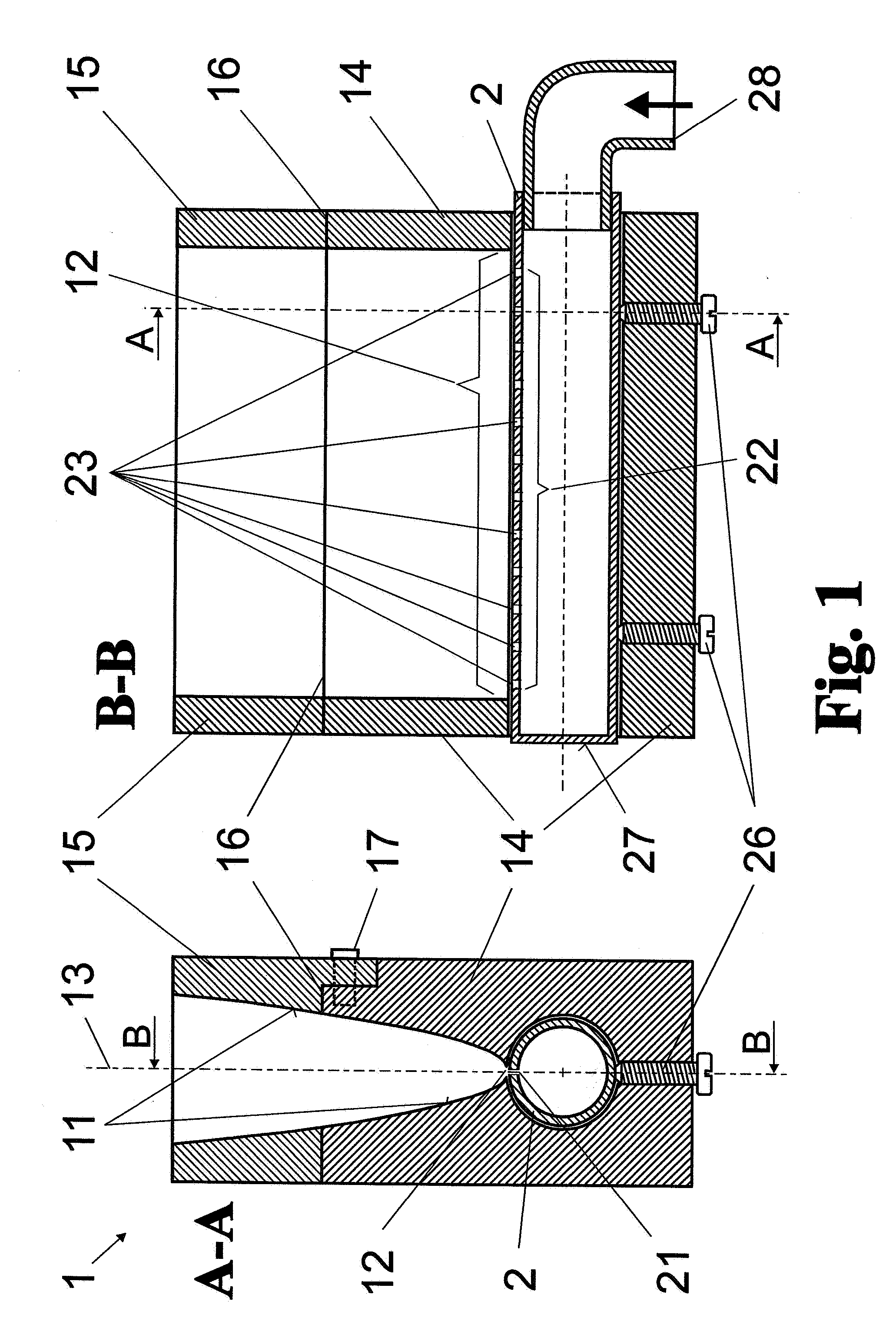 Device for the generation of a gas curtain for plasma-based EUV radiation sources