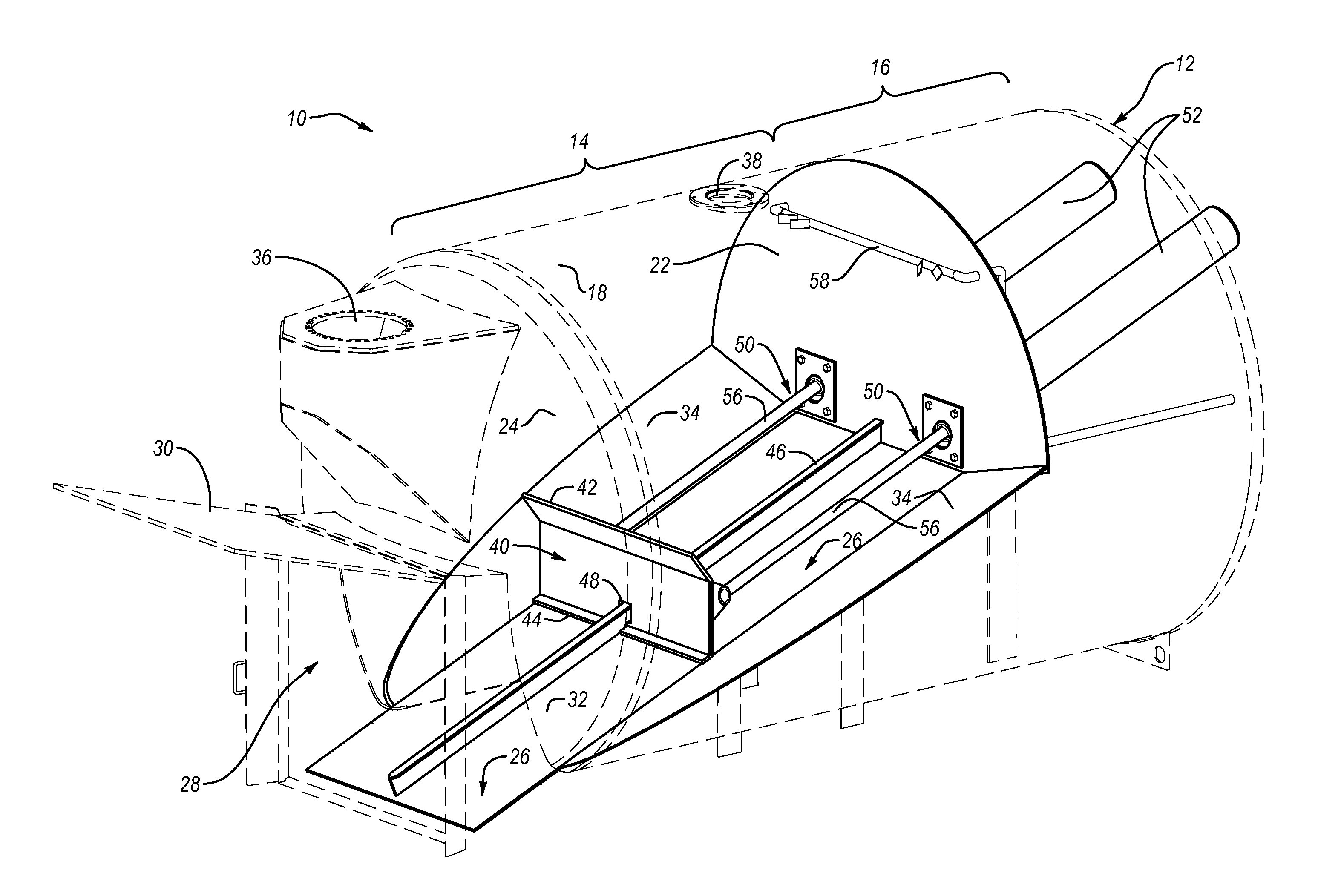 Systems and devices for removing materials from vacuum truck tanks