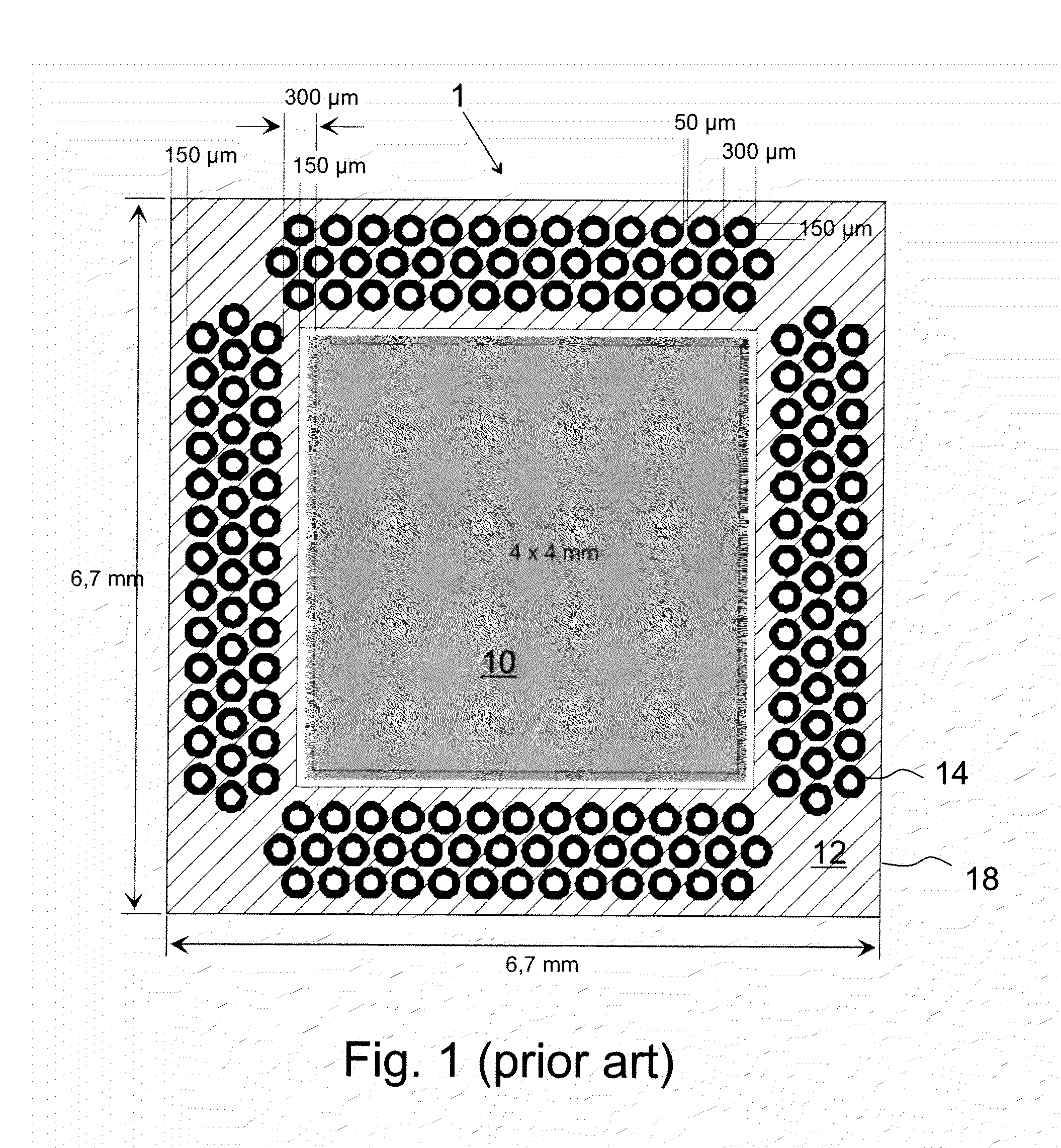 Electronic module with feed through conductor between wiring patterns