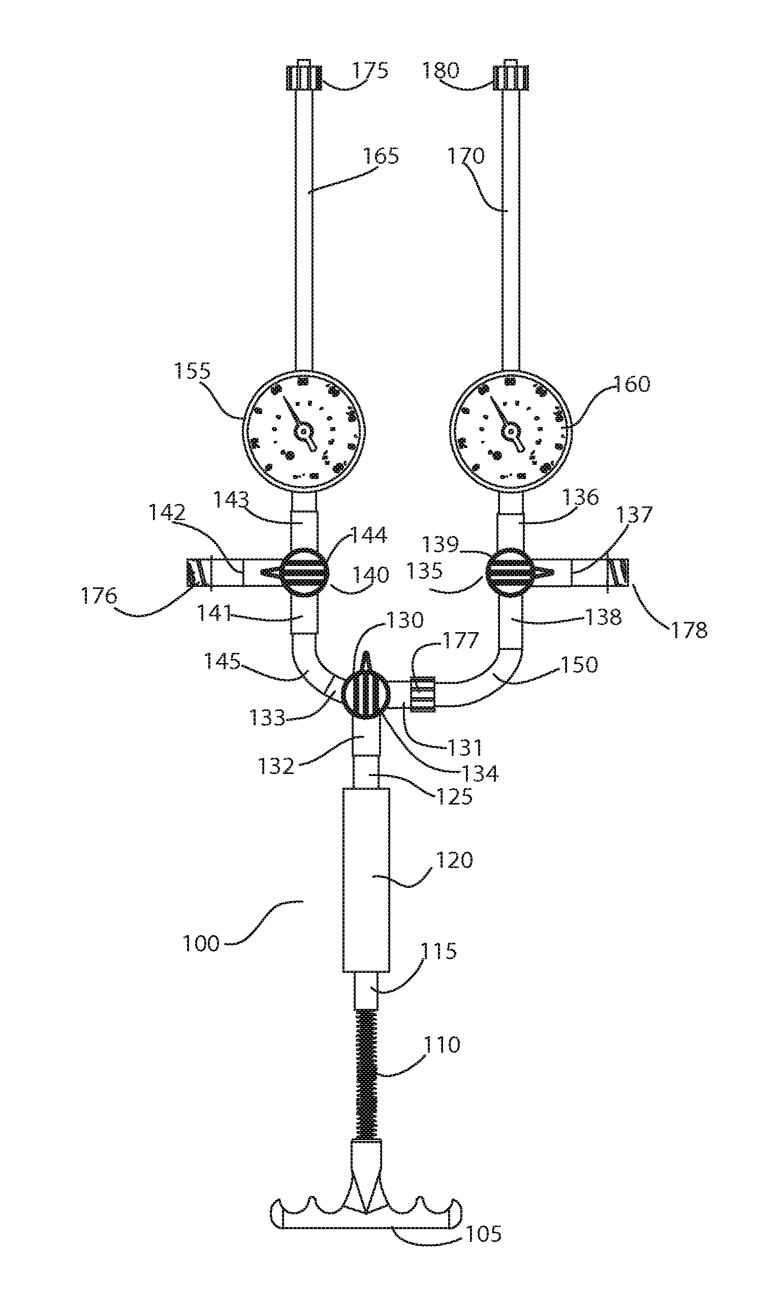 Expandable device for independently inflating, deflating, supplying contrast media to and monitoring up to two balloon catheters for angioplasty