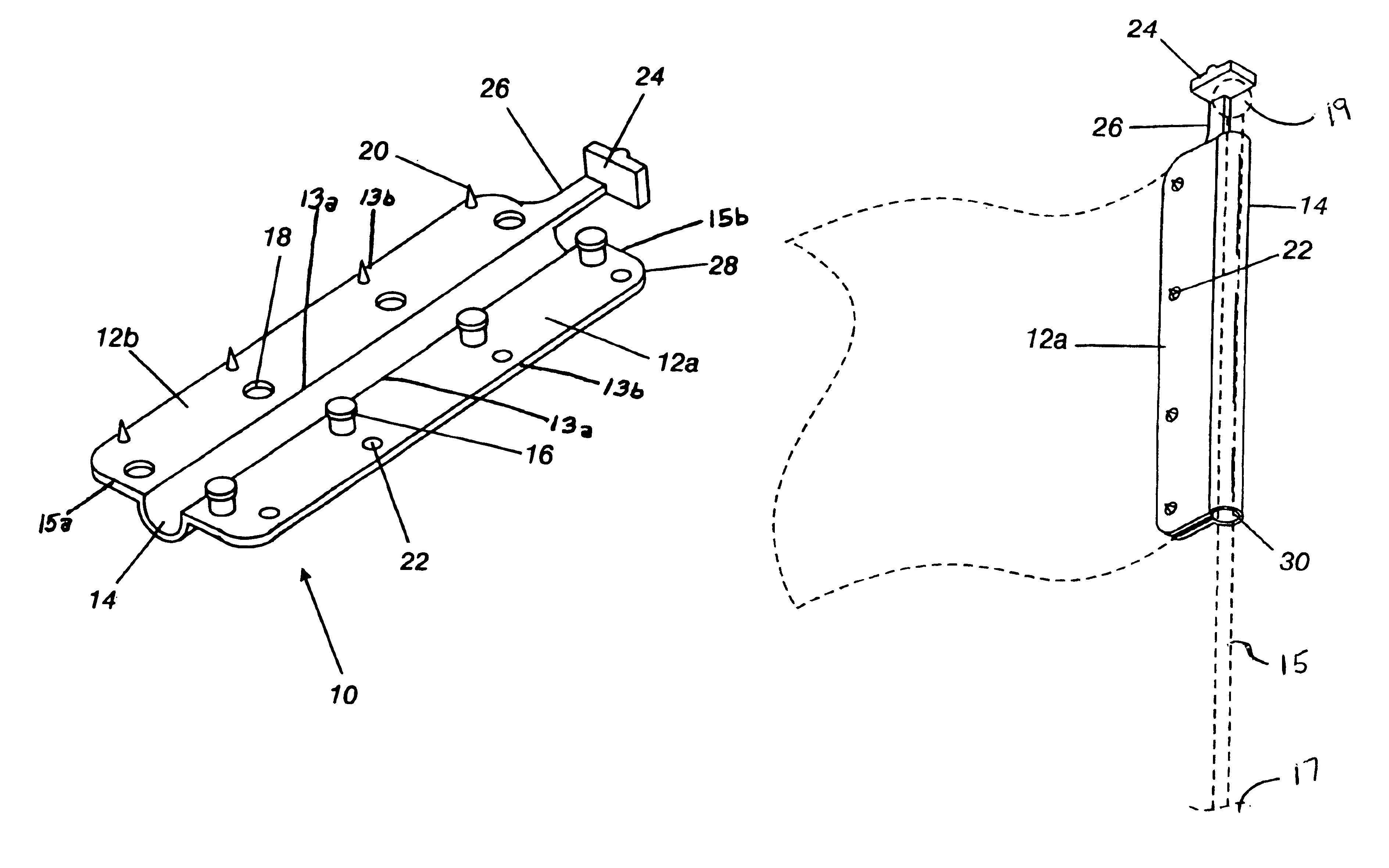 Flag clamping device for automobile antenna