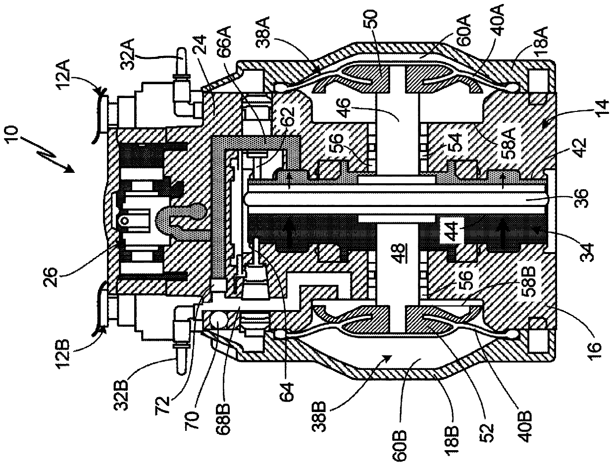 Reduced pressurization shift within diaphragm pump cavity