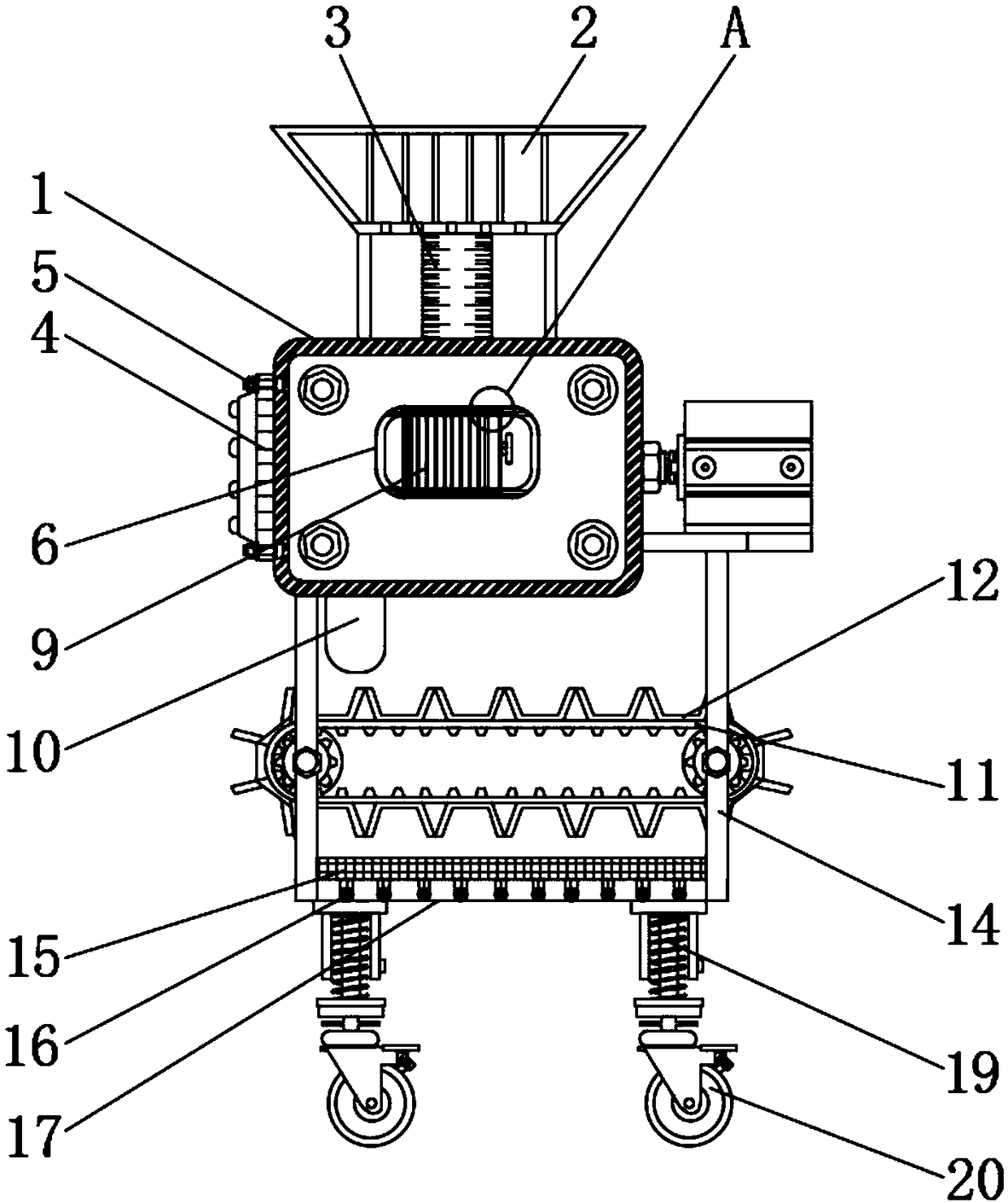 Puffing device with drying function for potato chip processing