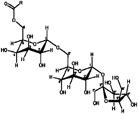 6-O-acyl raffinose monoester and synthesis method thereof