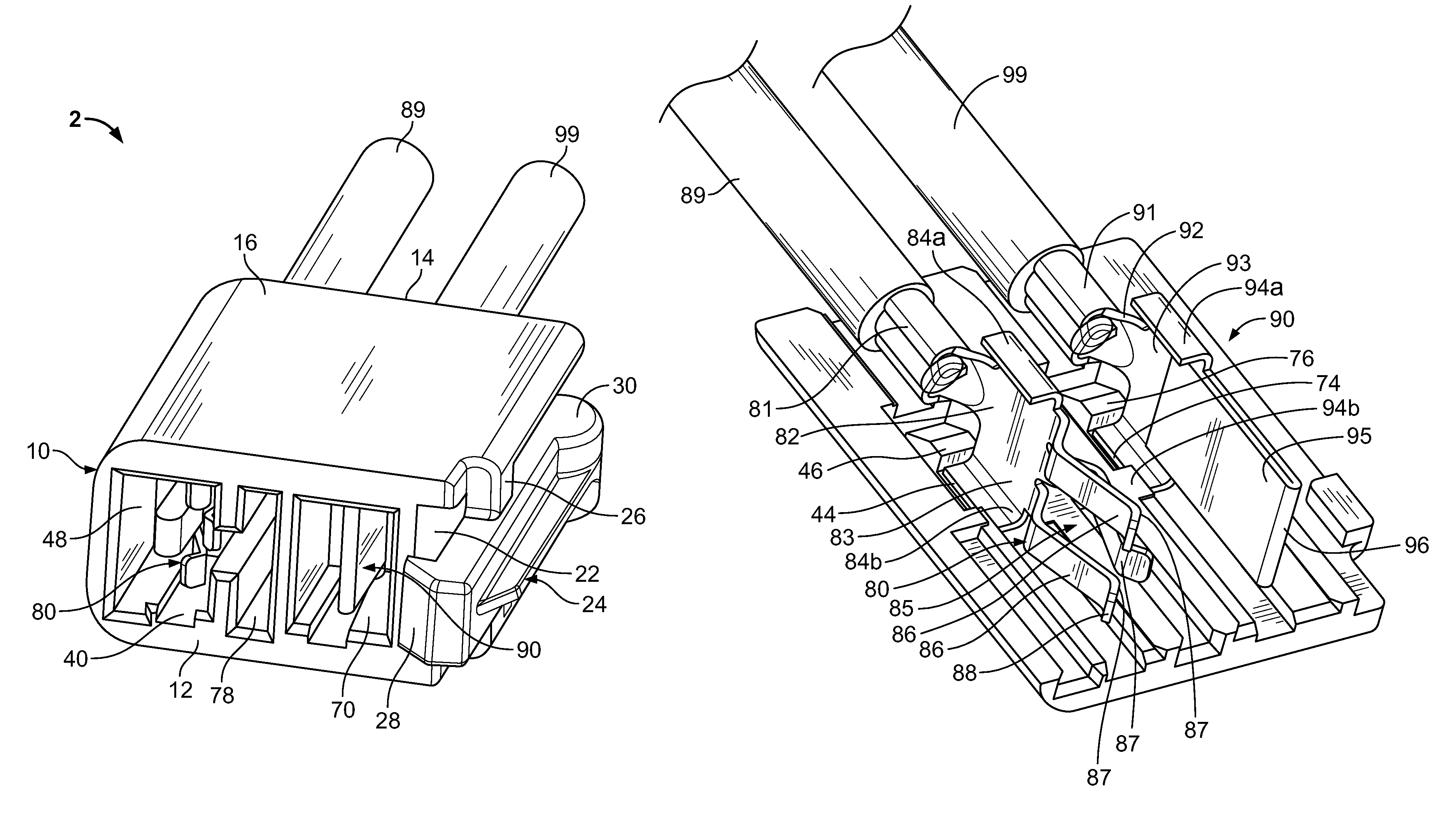 Blade and receptacle power connector