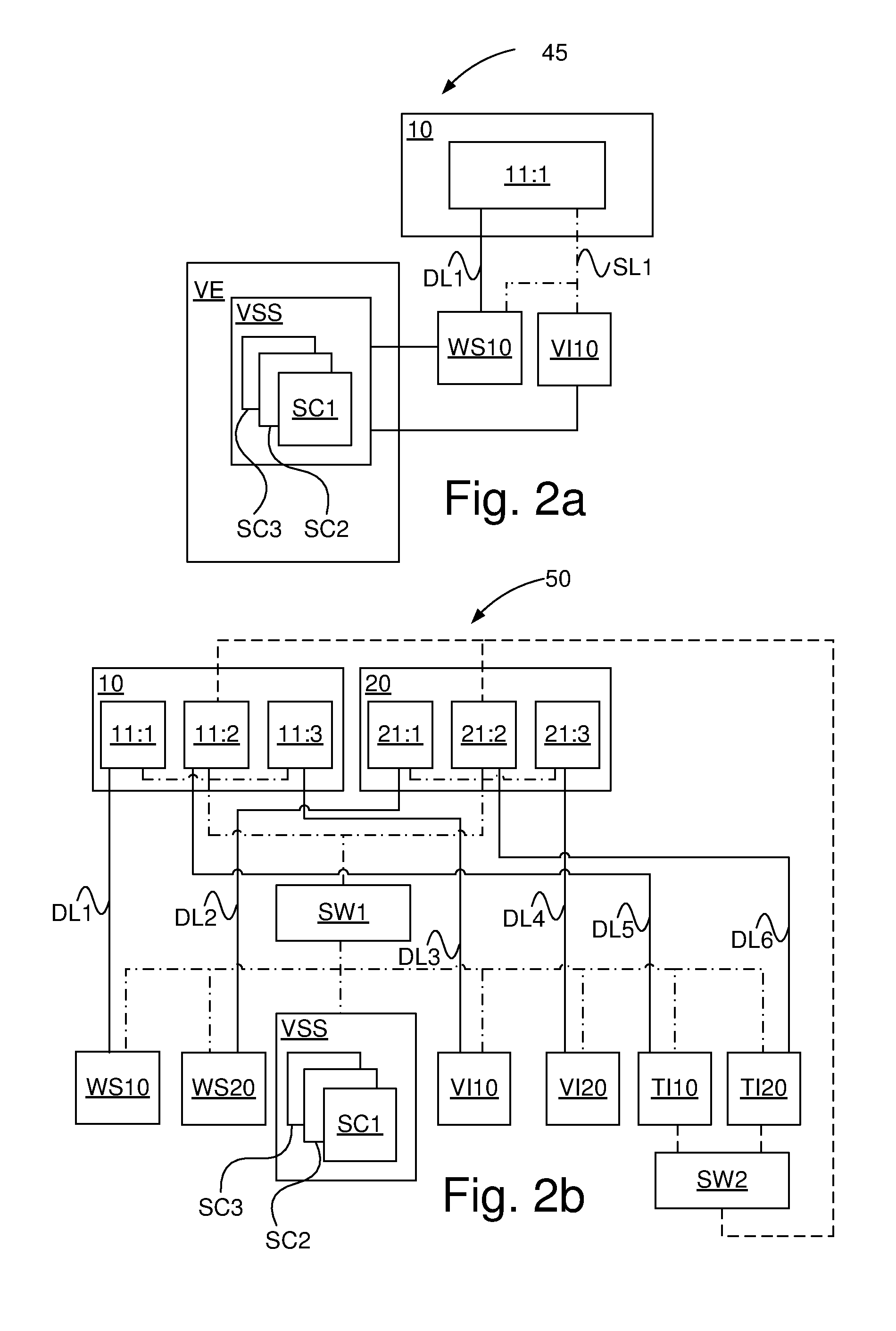 Distributed display device for vehicles and an object provided with a  distributed display device
