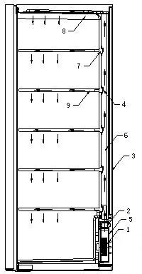 Shoe cabinet having ventilating pipes and blowing air from bottom to top