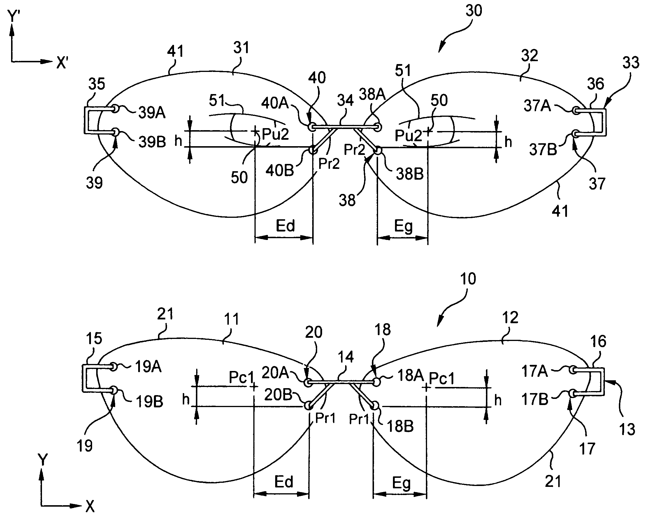 Method of centering an ophthalmic lens on a rimless frame