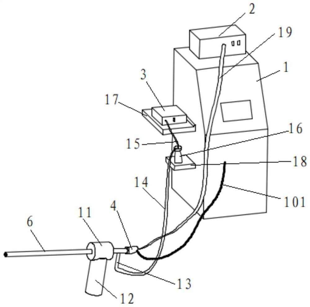 A holmium laser ultrasonic lithotripsy device