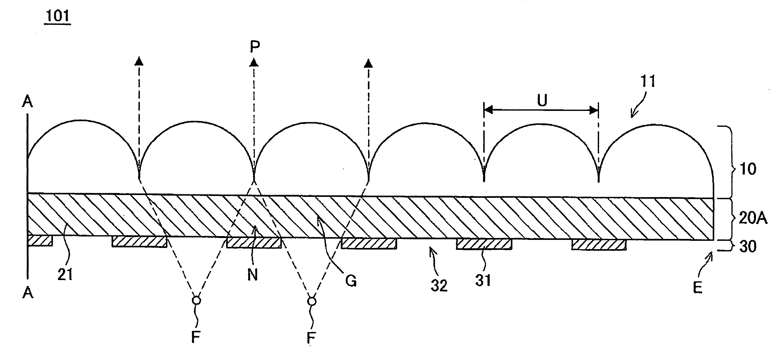 Lens array sheet, light source and liquid crystal display device