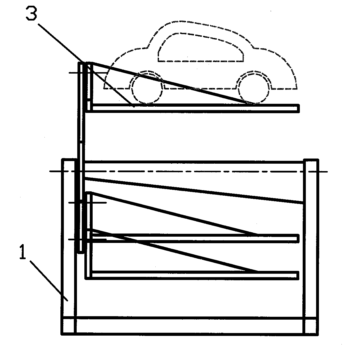 Vertical rotary type three-dimensional garage with automatic anti-swinging hanging vehicle loading platforms