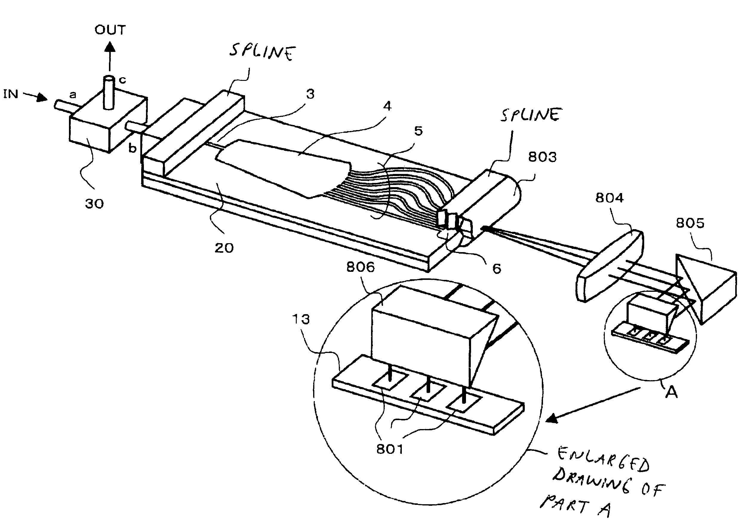 Optical device with slab waveguide and channel waveguides on substrate