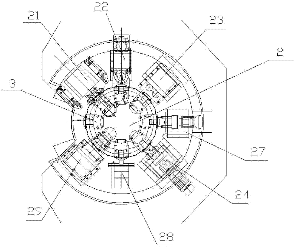 Rotating disc type multiple station drilling machine for processing crankshafts and processing method thereof