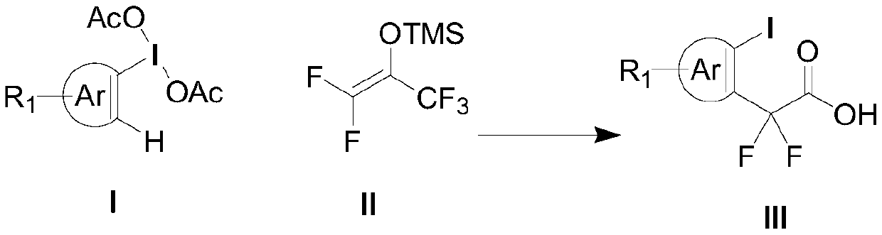 Aryl iodine compound containing carboxydifluoromethylene at ortho-position and preparation method thereof