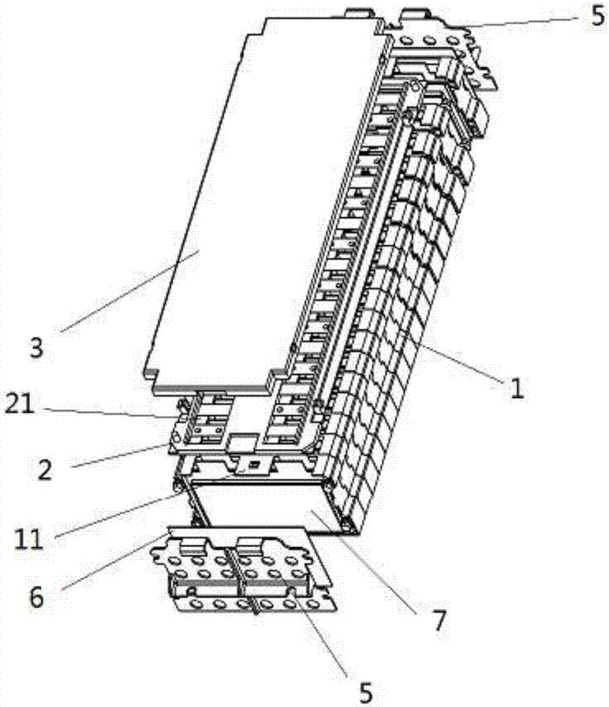Soft-packaged battery module fixing structure