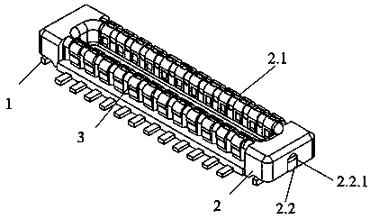 Plate-to-plate male connector in strong lock structure