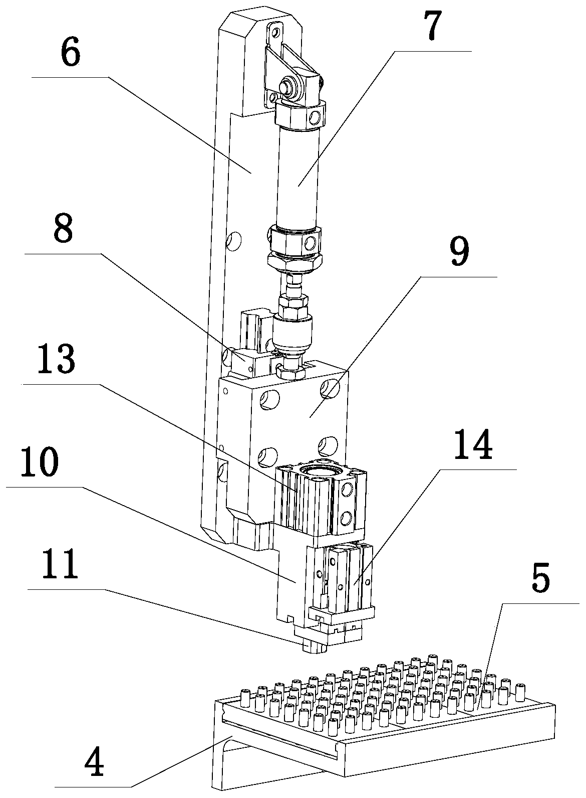 Automatic pin punching mechanism for PCB numerical control machine tool and pin punching method