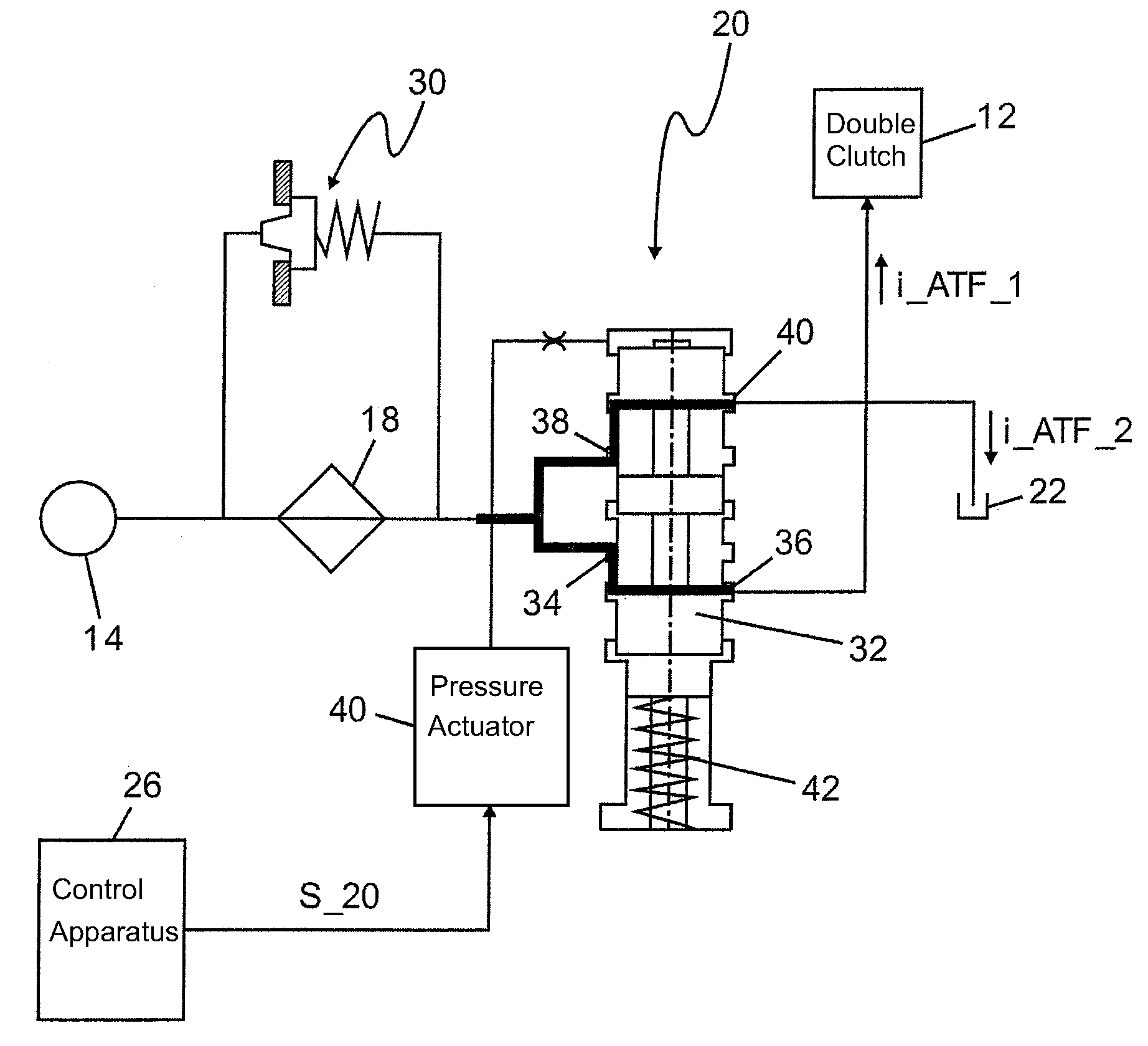 Hydraulic system of a clutch of a motor vehicle transmission