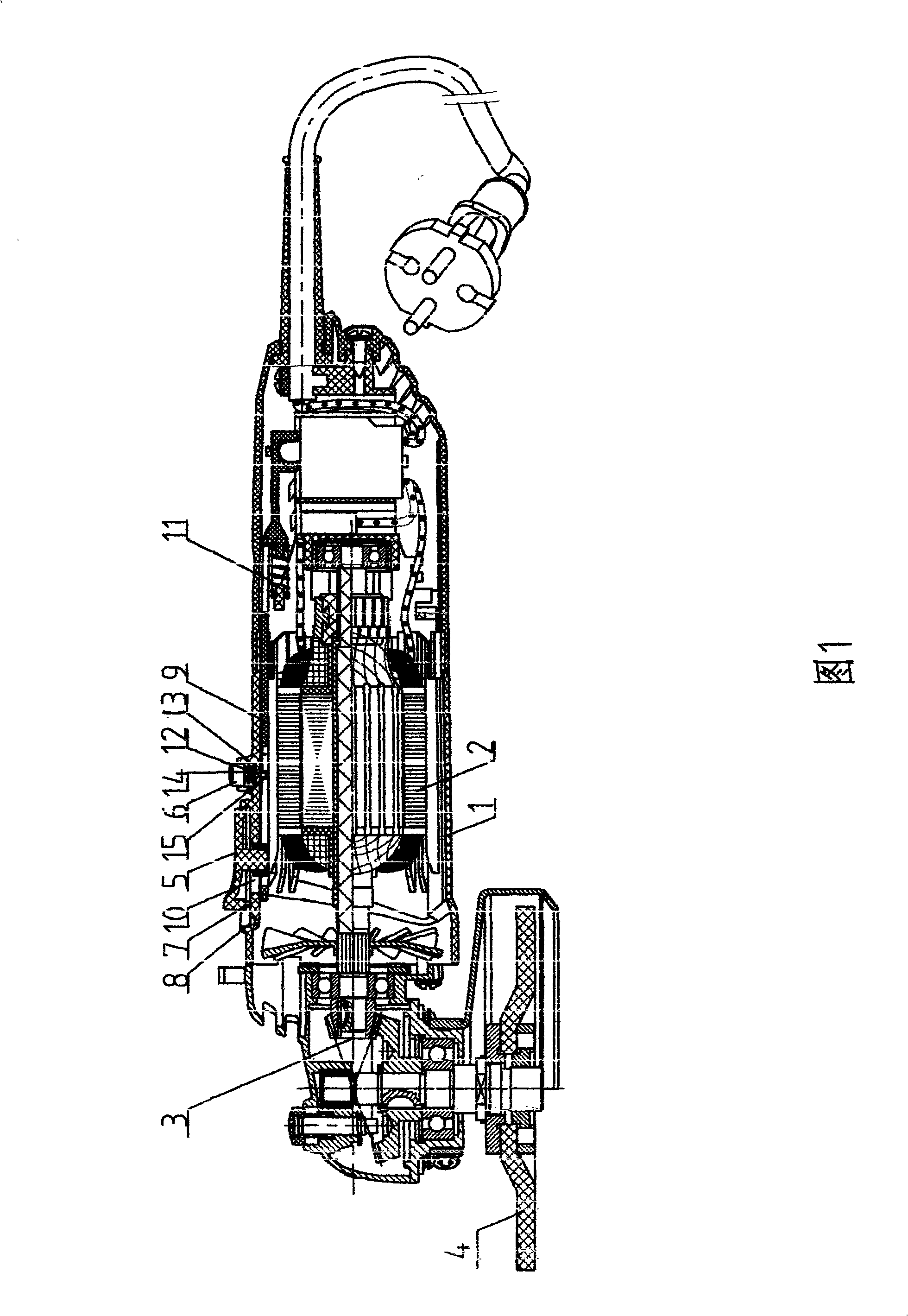 Electric angle grinder with secondary action unlocking mechanism