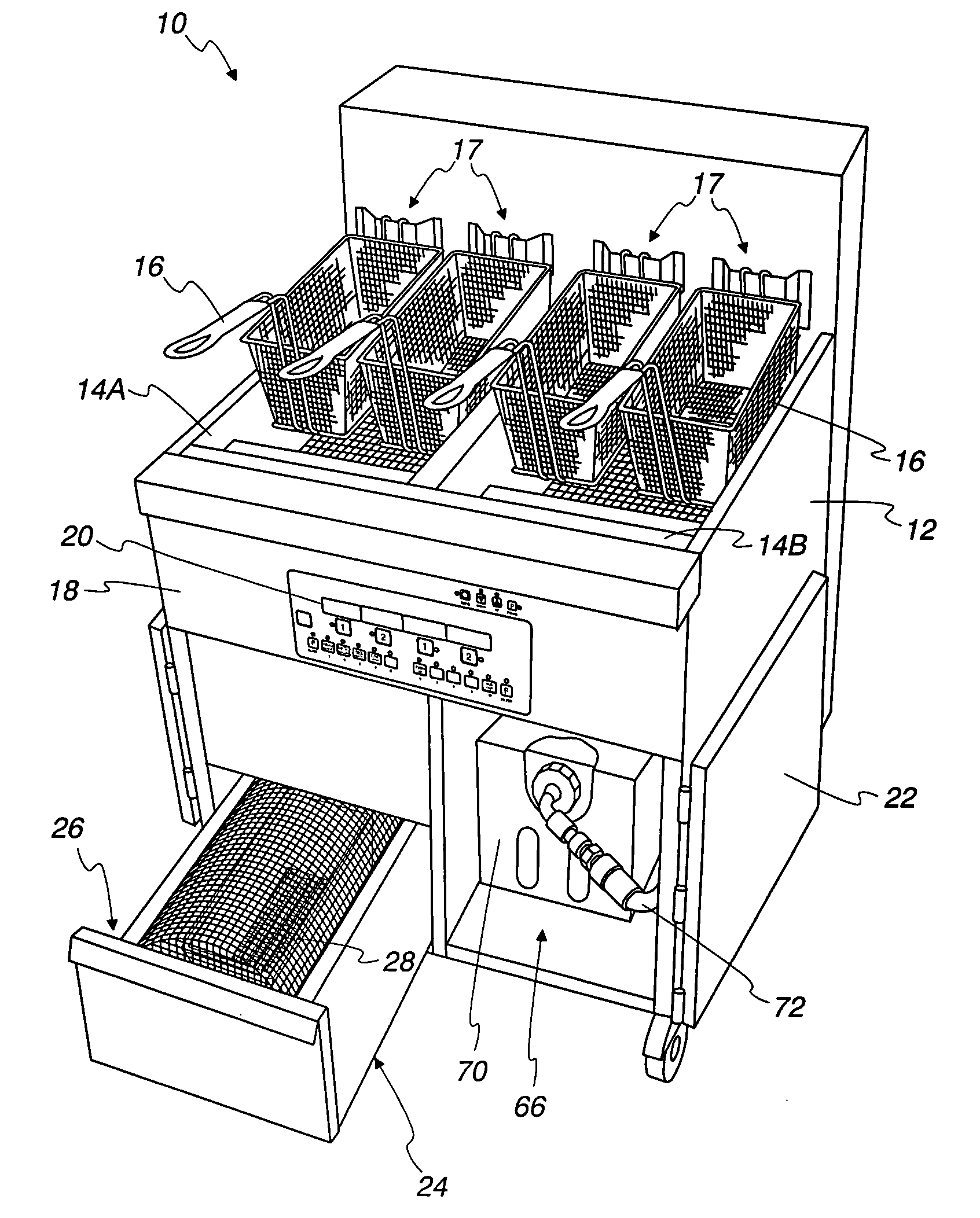 Low oil volume frying device and method