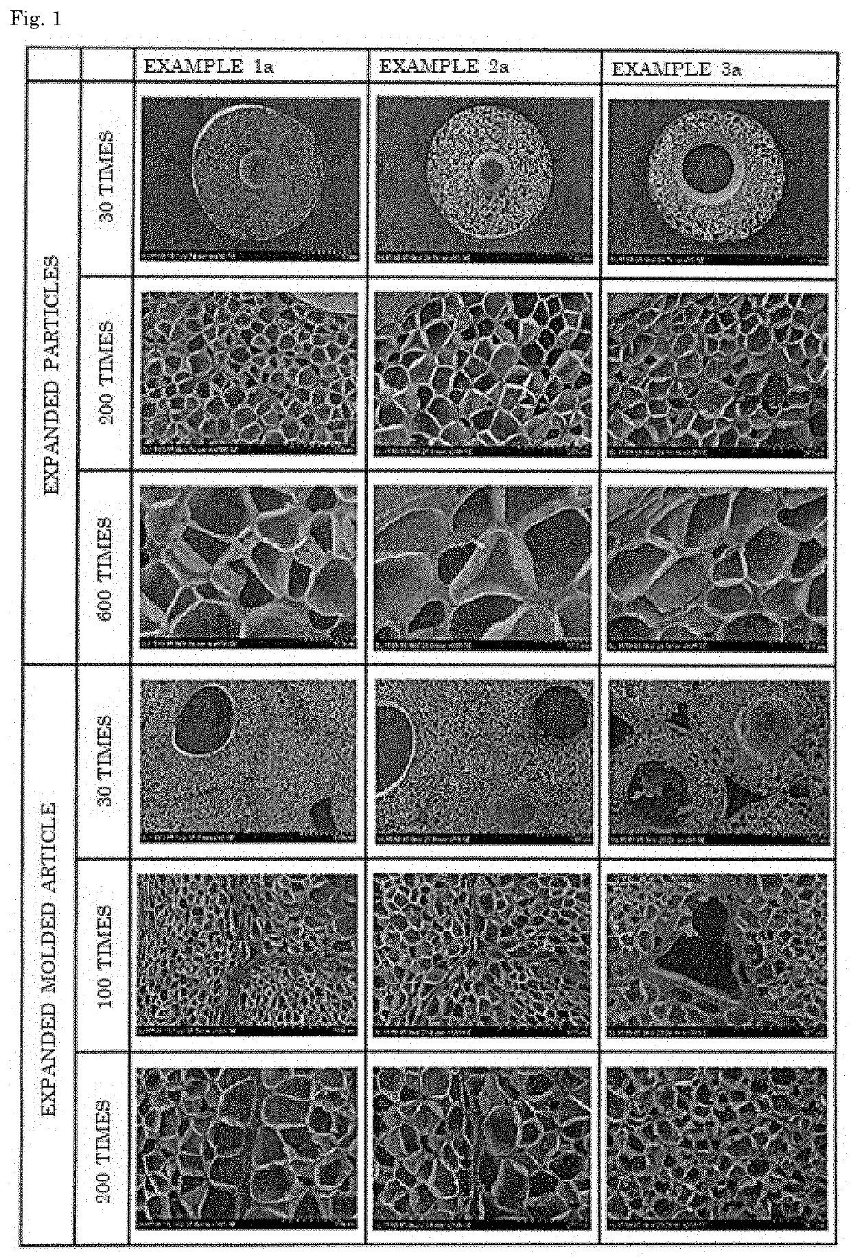 Expanded particles and expanded molded article