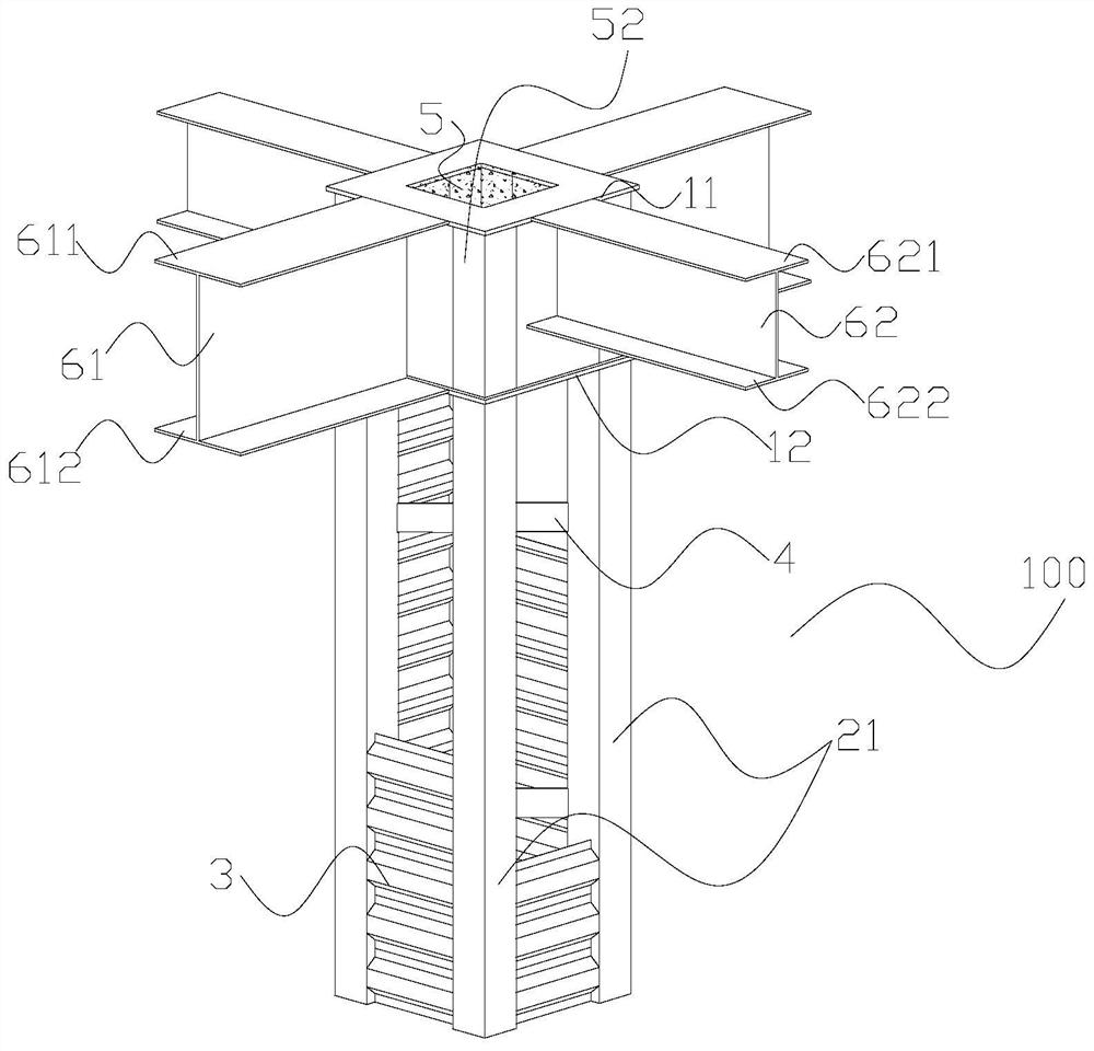 A column and its connection method with external beams