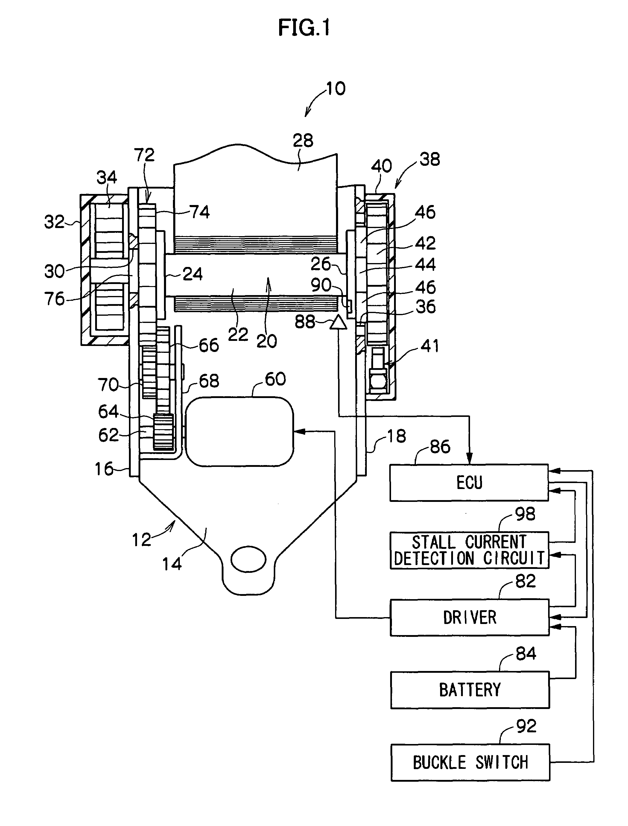 Motor retractor and drive control thereof