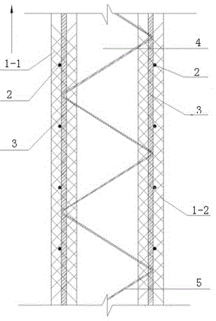 Double-board laminated type concrete shear wall and production process thereof