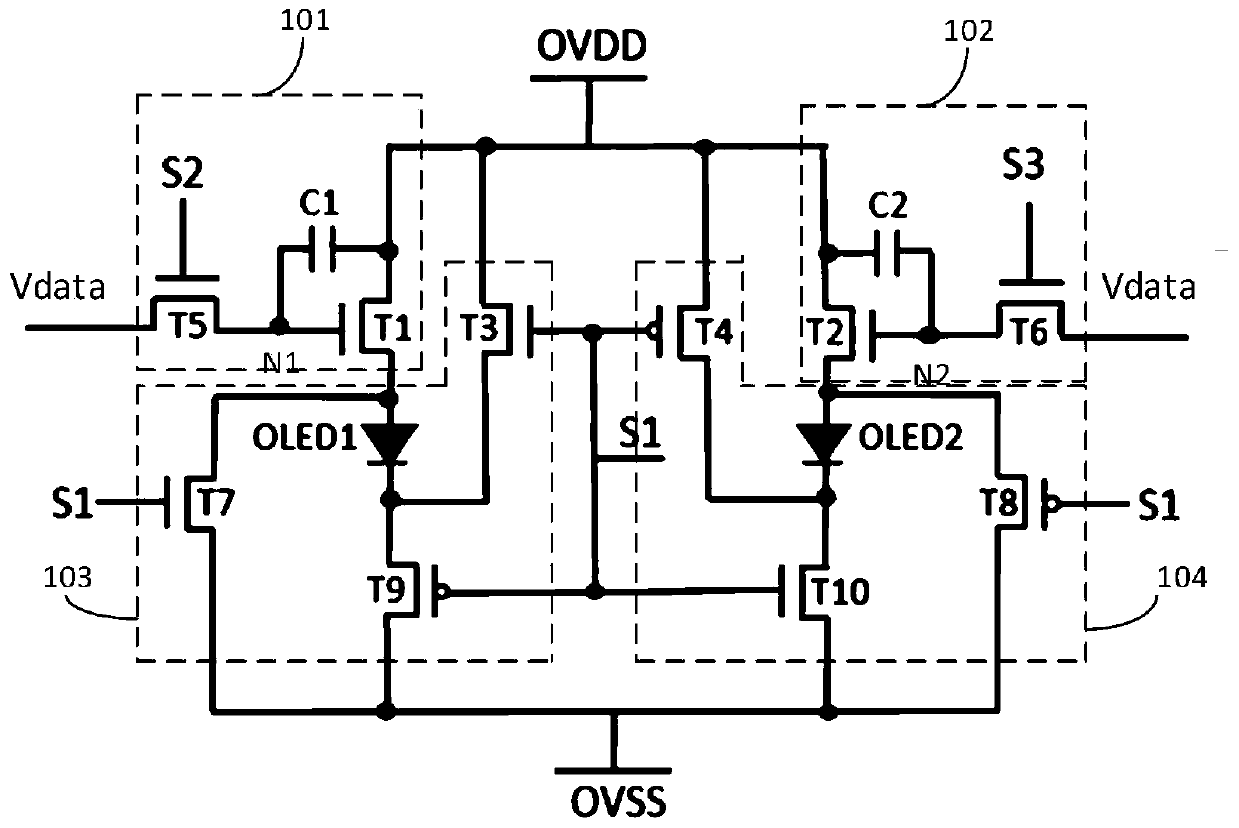 A kind of oled pixel circuit and method for slowing down aging of oled device