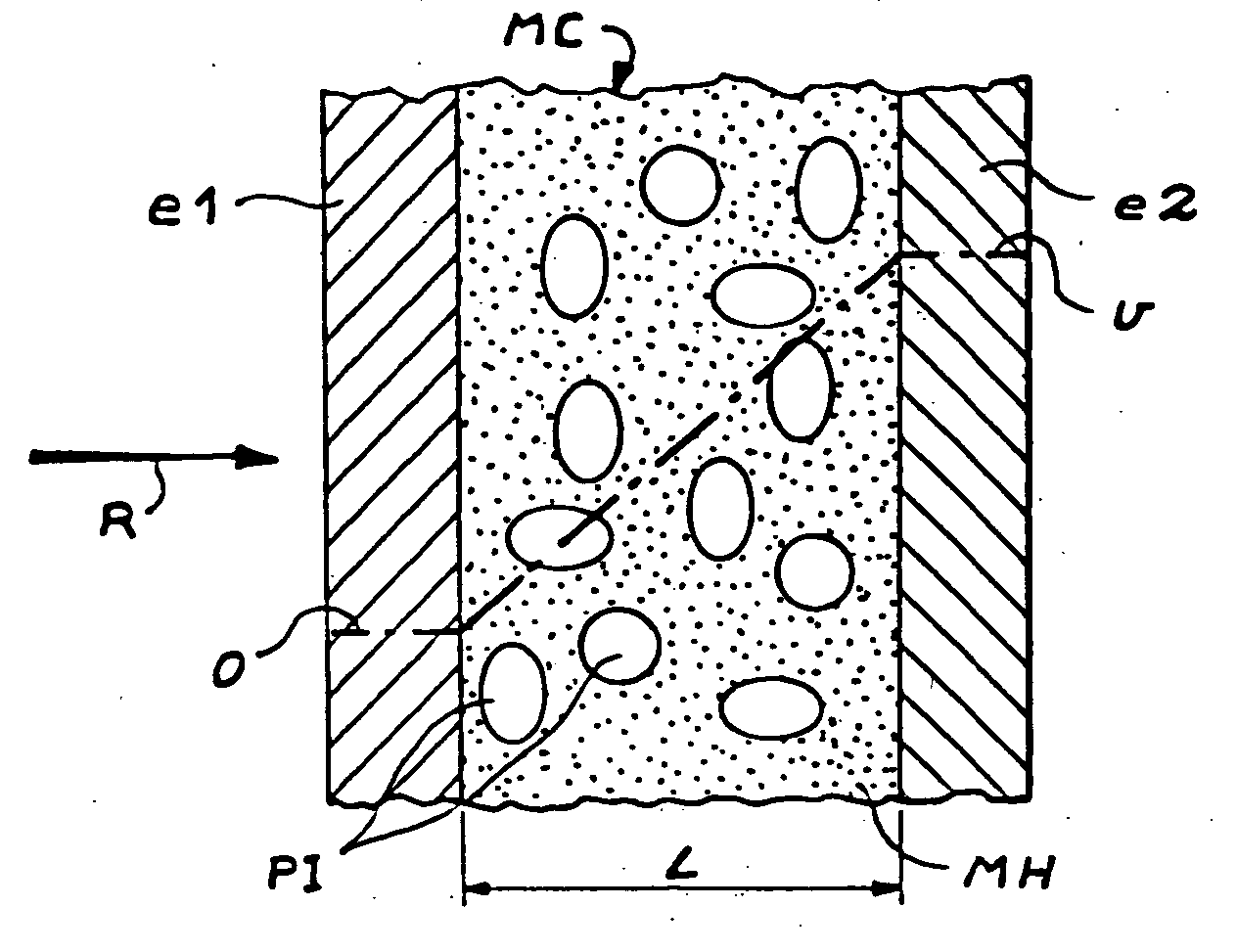 Radiation detector using a composite material and process for manufacturing this detector