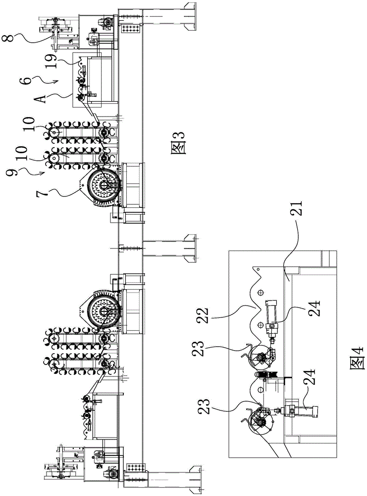 Continuous cage weaving type tubular pile production line