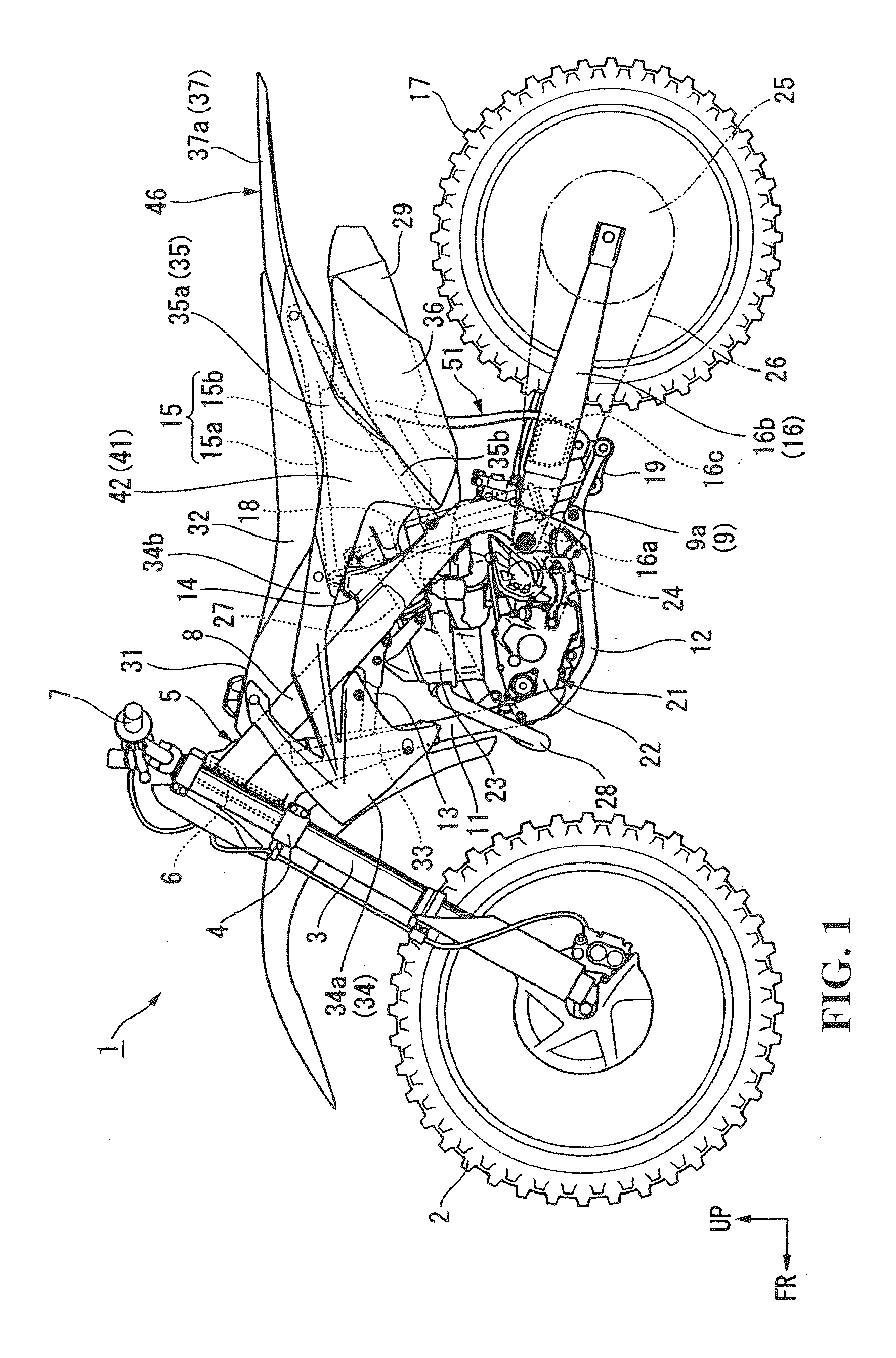 Mudguard structure for straddle-ride type vehicle