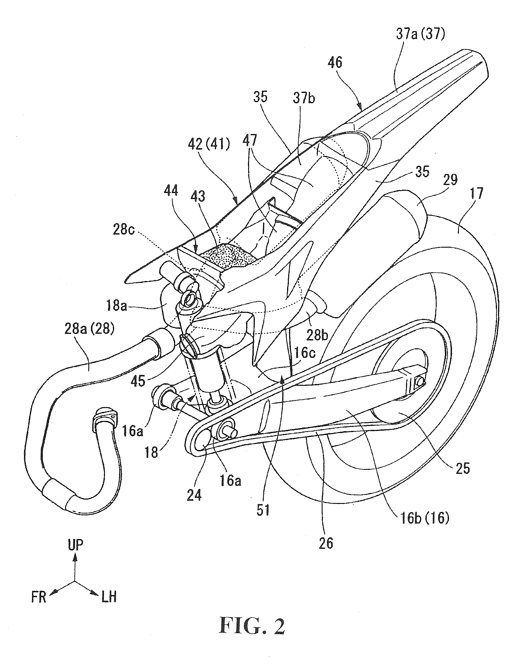 Mudguard structure for straddle-ride type vehicle