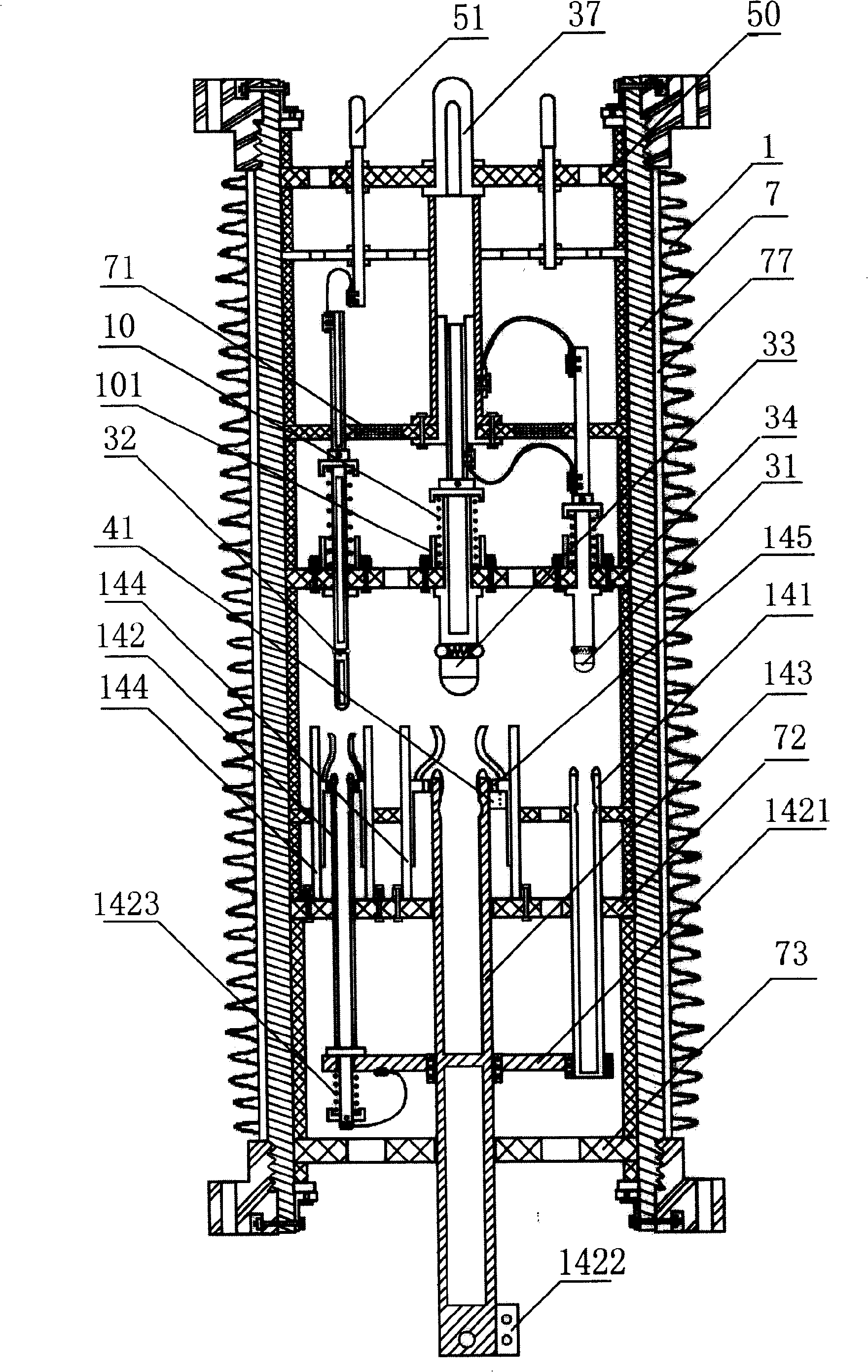 Bidirectional energy-storage high-speed disjunction contact for extra-high voltage breaker