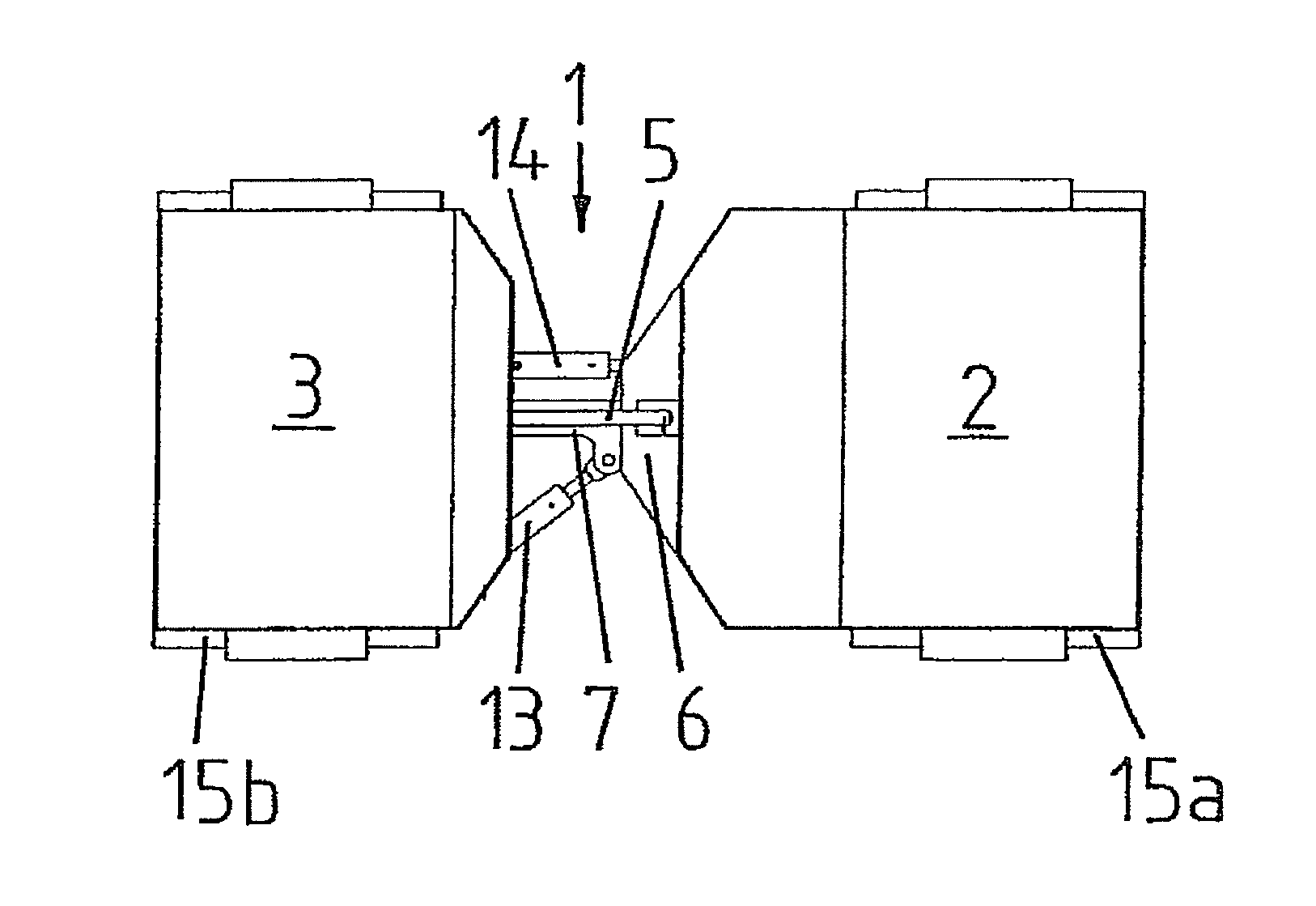 Hinge assembly for connecting two vehicle parts to a vehicle with articulated frame steering