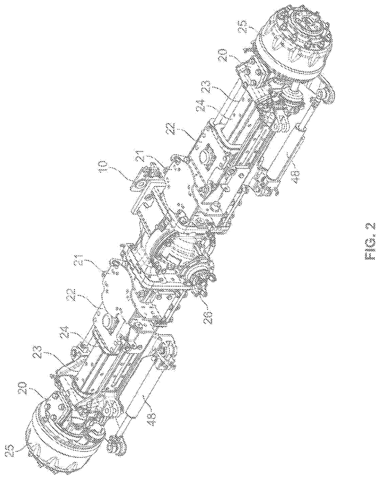 Adjustable wheel track axle with independent wheel angle control for an agricultural vehicle