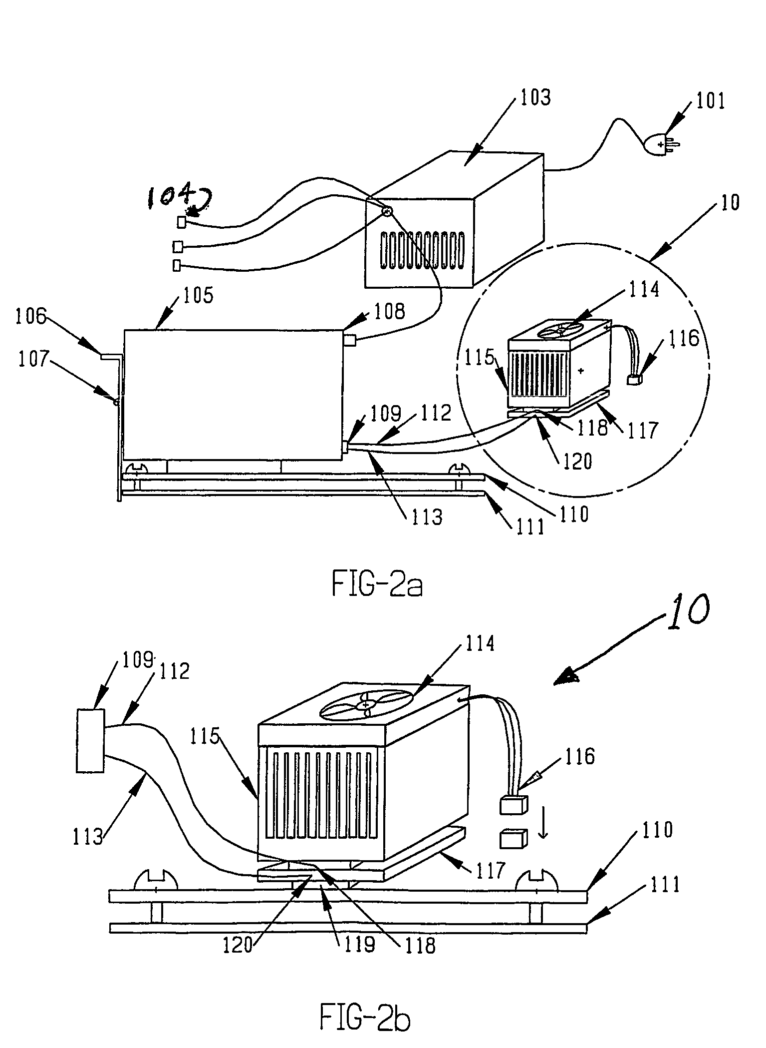 Active cooling system for CPU