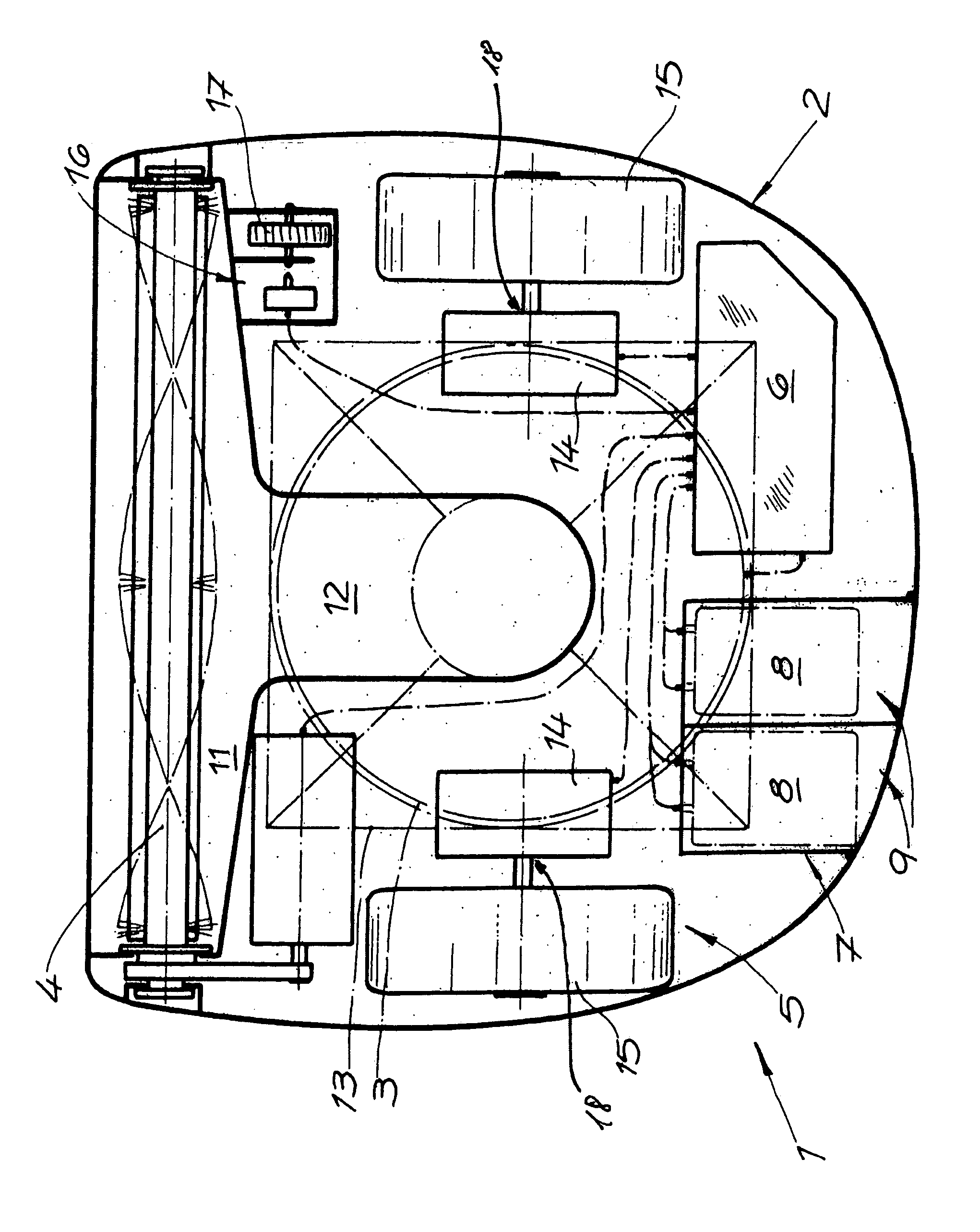 Self-propelled vacuum-cleaning device