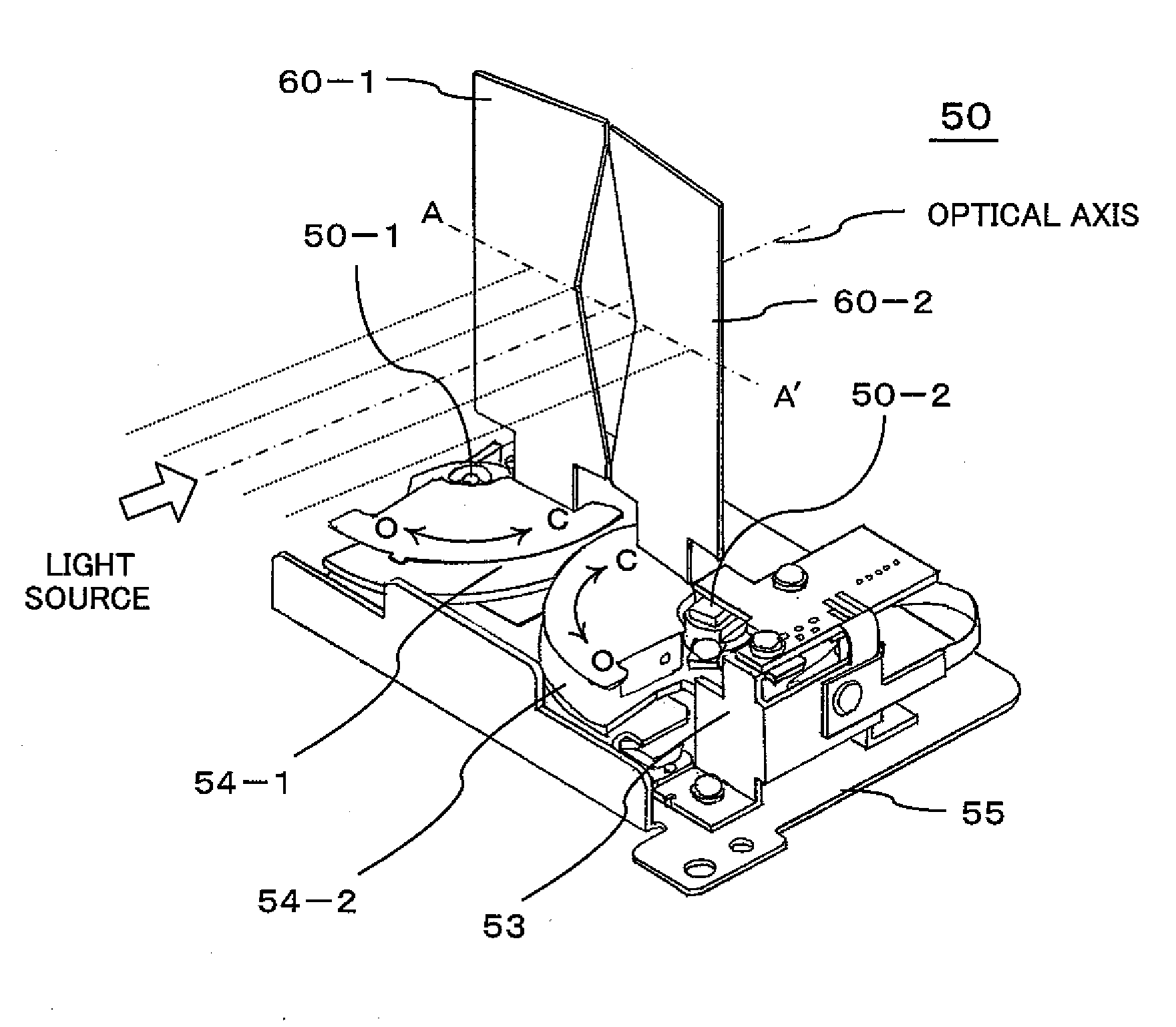 Optical Unit and Projection Type Display Apparatus for Displaying an Image