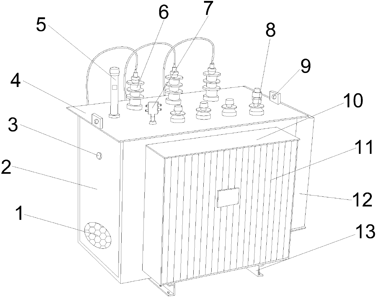 High and low voltage binding post separating power transformer