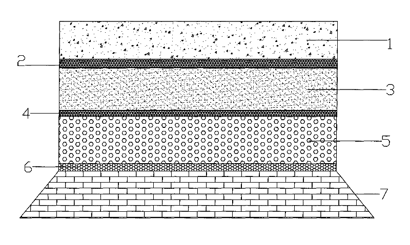 Waterproof shock-absorption road surface structure and construction method thereof