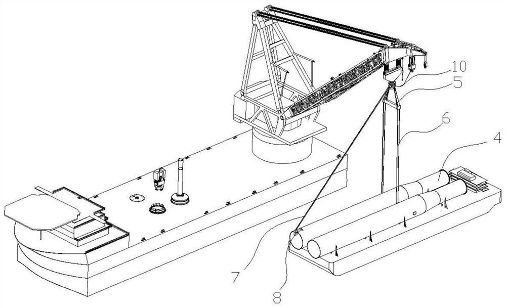 Method for pile turning of large-diameter single pile through full-rotation crane ship