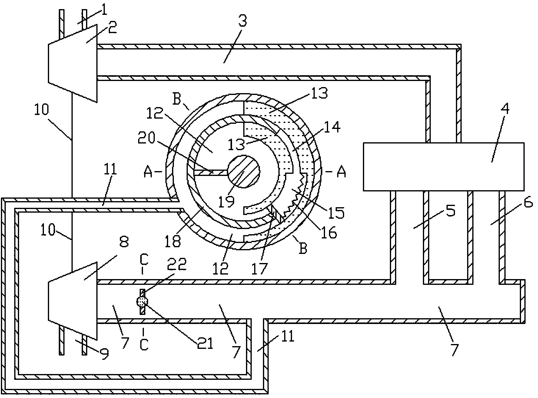 Exhaust pipe pressure control device with chain