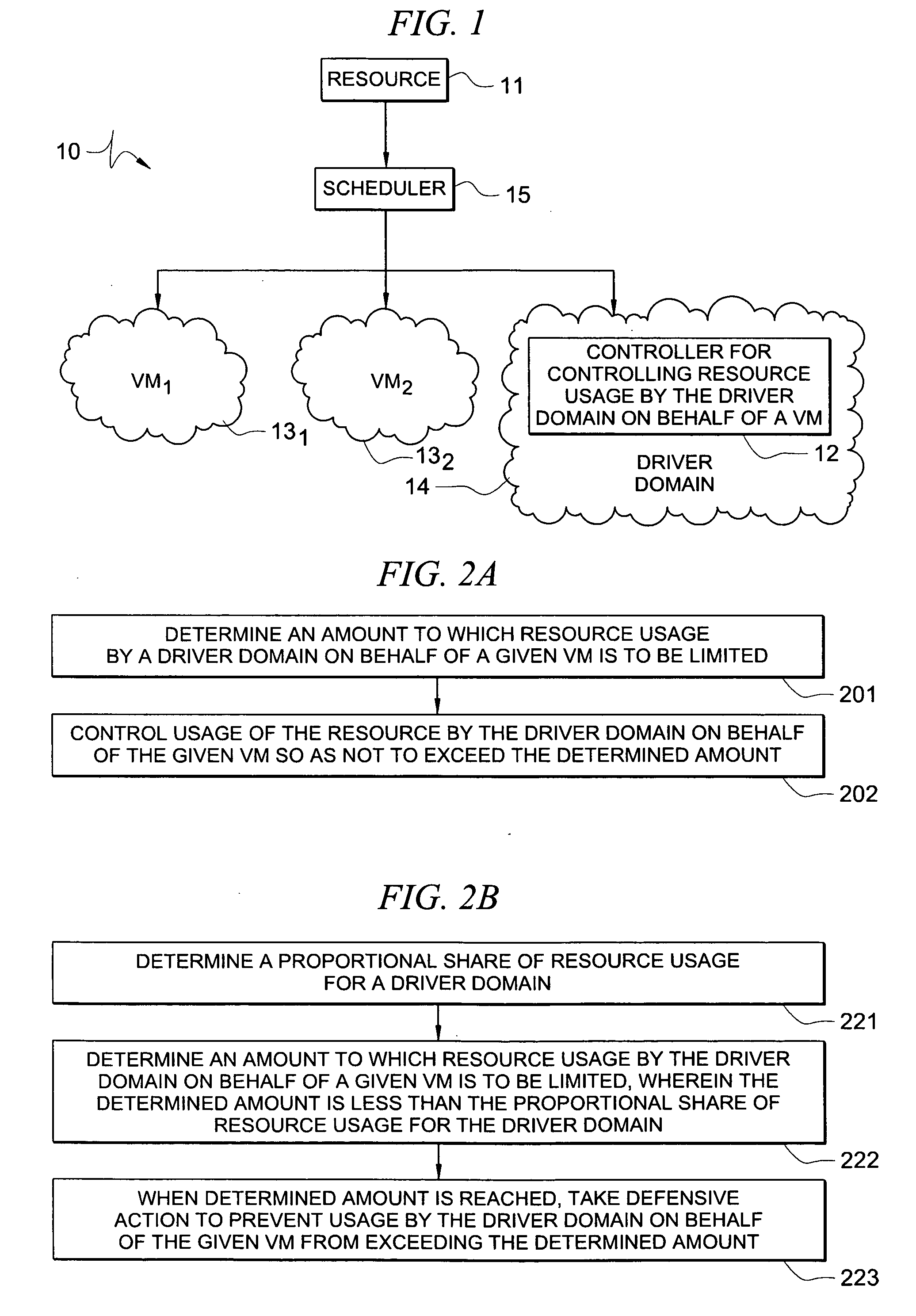 Systems and methods for controlling resource usage by a driver domain on behalf of a virtual machine